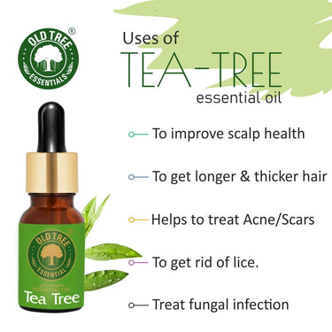 Old Tree 100% Pure & Natural Tea Tree Essential Oil for Skin, Diffusers, Hair, Body, Acne, & Nail care | Premium Therapeutic Grade Tea Tree Oil for Aromatherapy, Stress relief - 30 ml